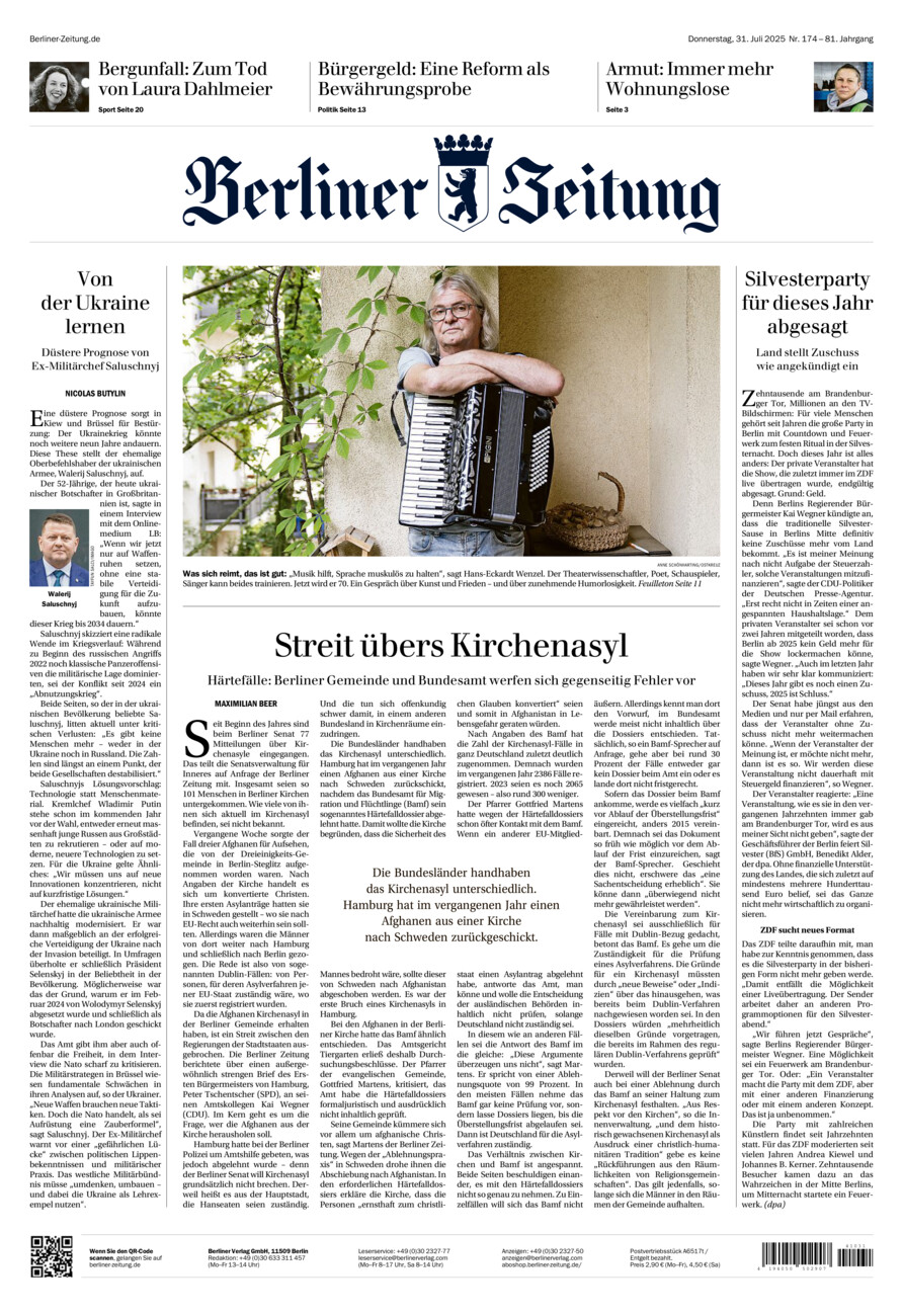 Berliner Zeitung vom Donnerstag, 31.07.2025