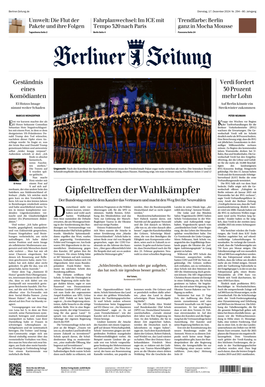 Berliner Zeitung vom Dienstag, 17.12.2024