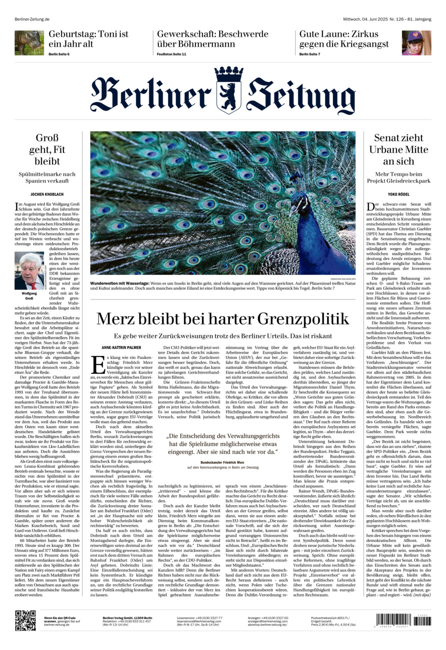 Berliner Zeitung vom Mittwoch, 04.06.2025