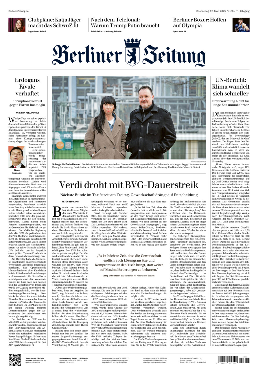 Berliner Zeitung vom Donnerstag, 20.03.2025