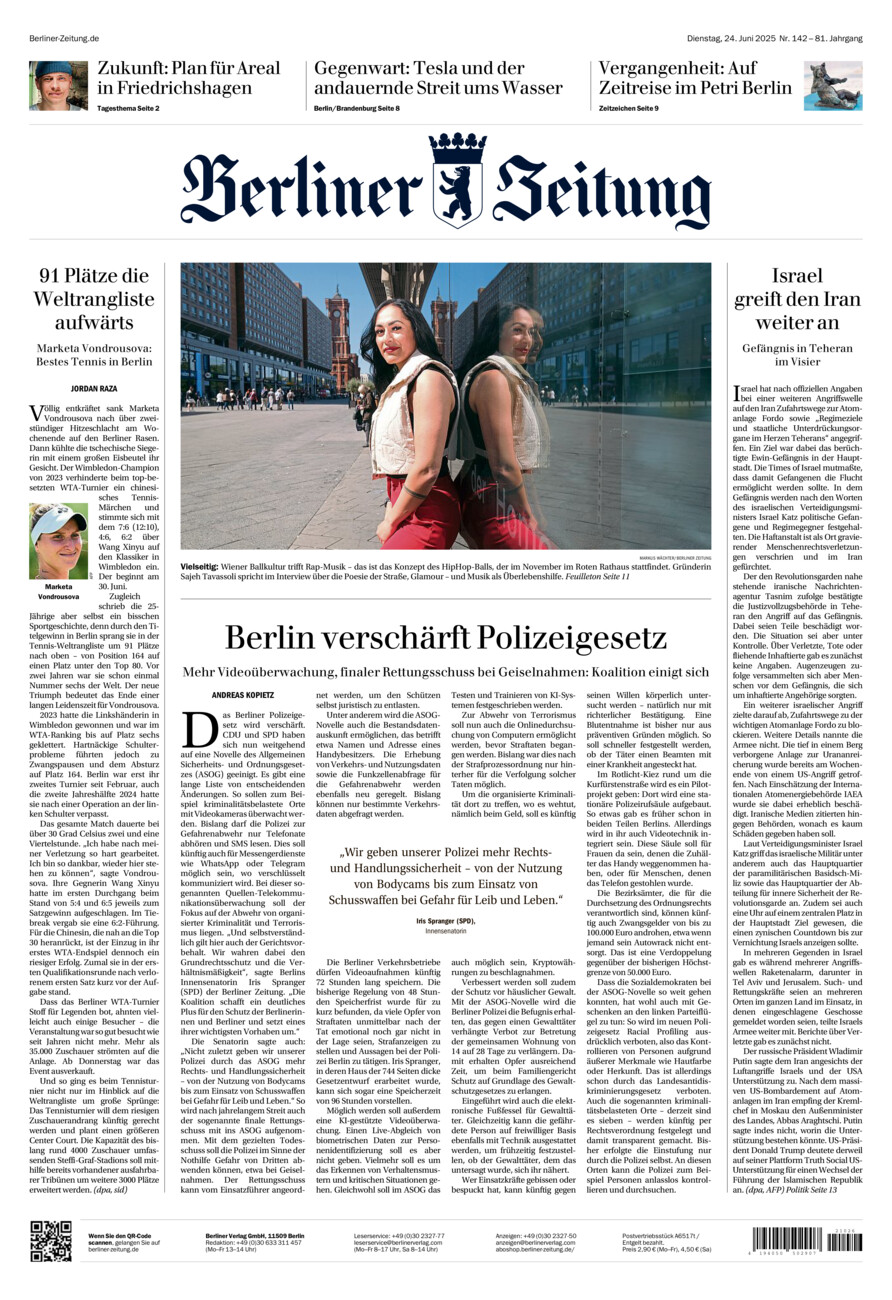 Berliner Zeitung vom Dienstag, 24.06.2025