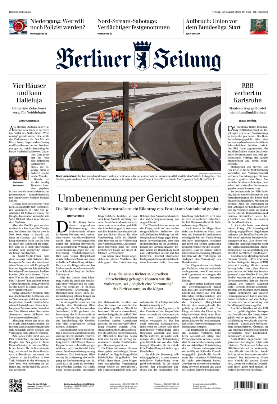 Berliner Zeitung vom Freitag, 22.08.2025