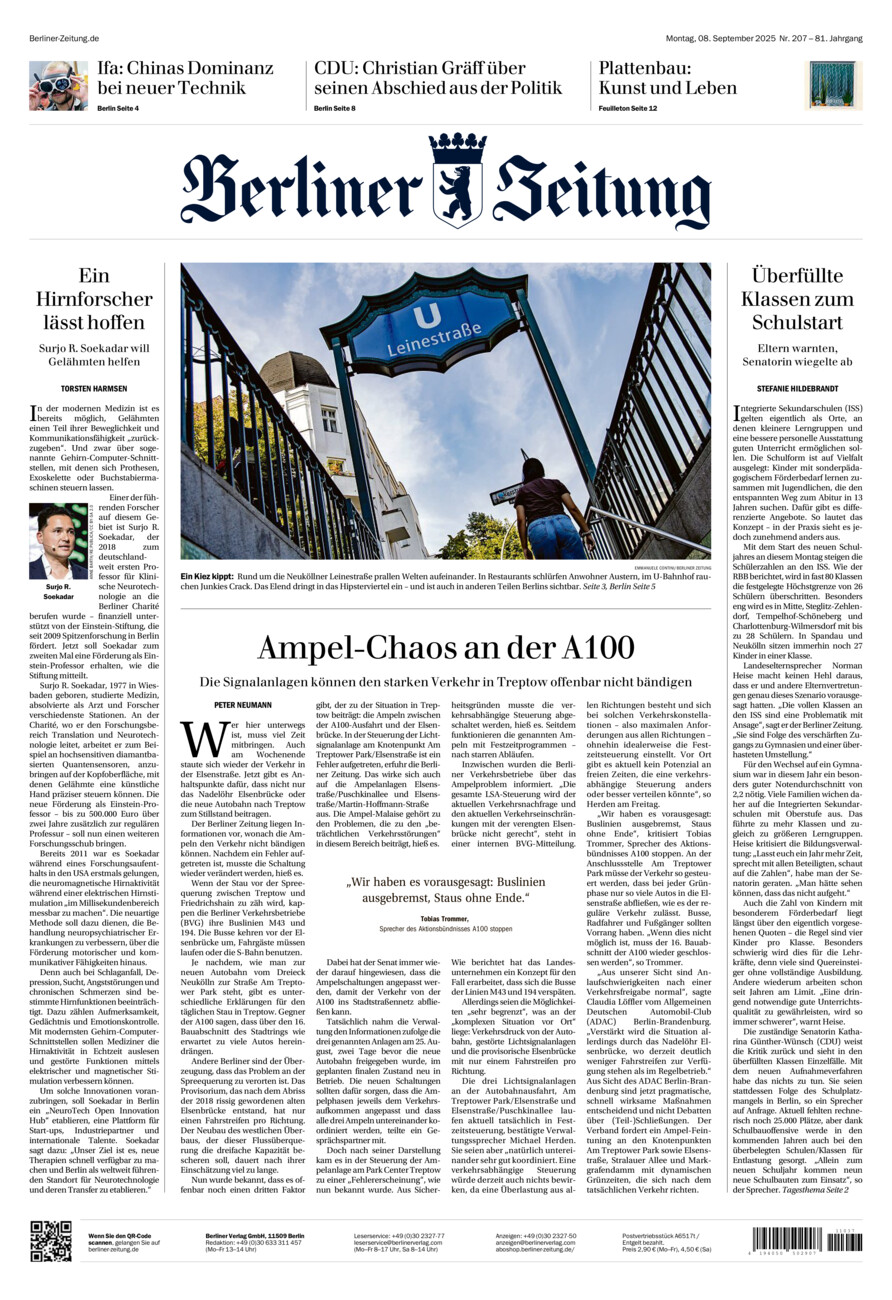 Berliner Zeitung vom Montag, 08.09.2025