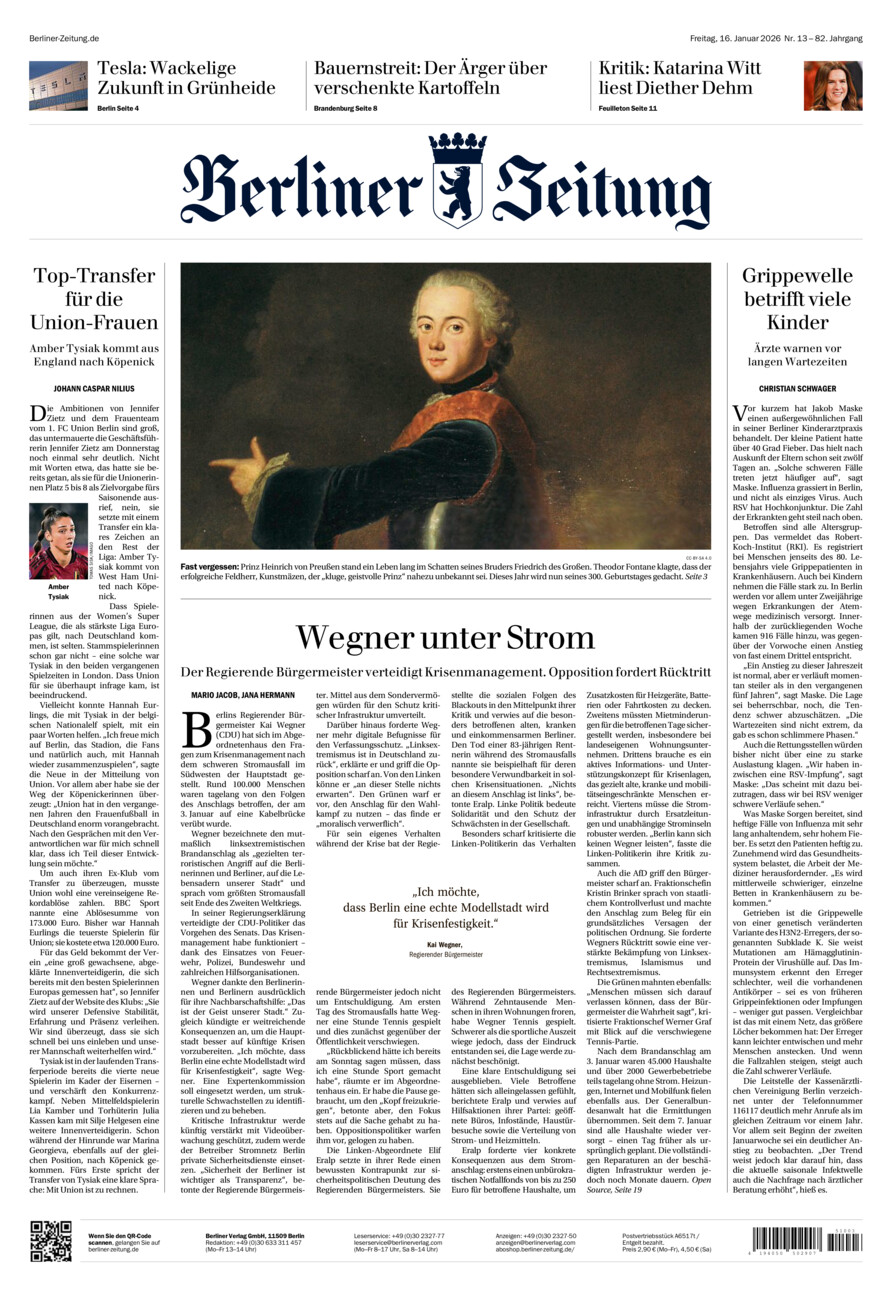 Berliner Zeitung vom Freitag, 16.01.2026