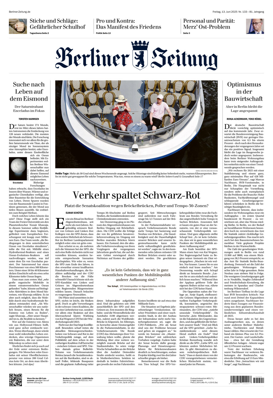 Berliner Zeitung vom Freitag, 13.06.2025
