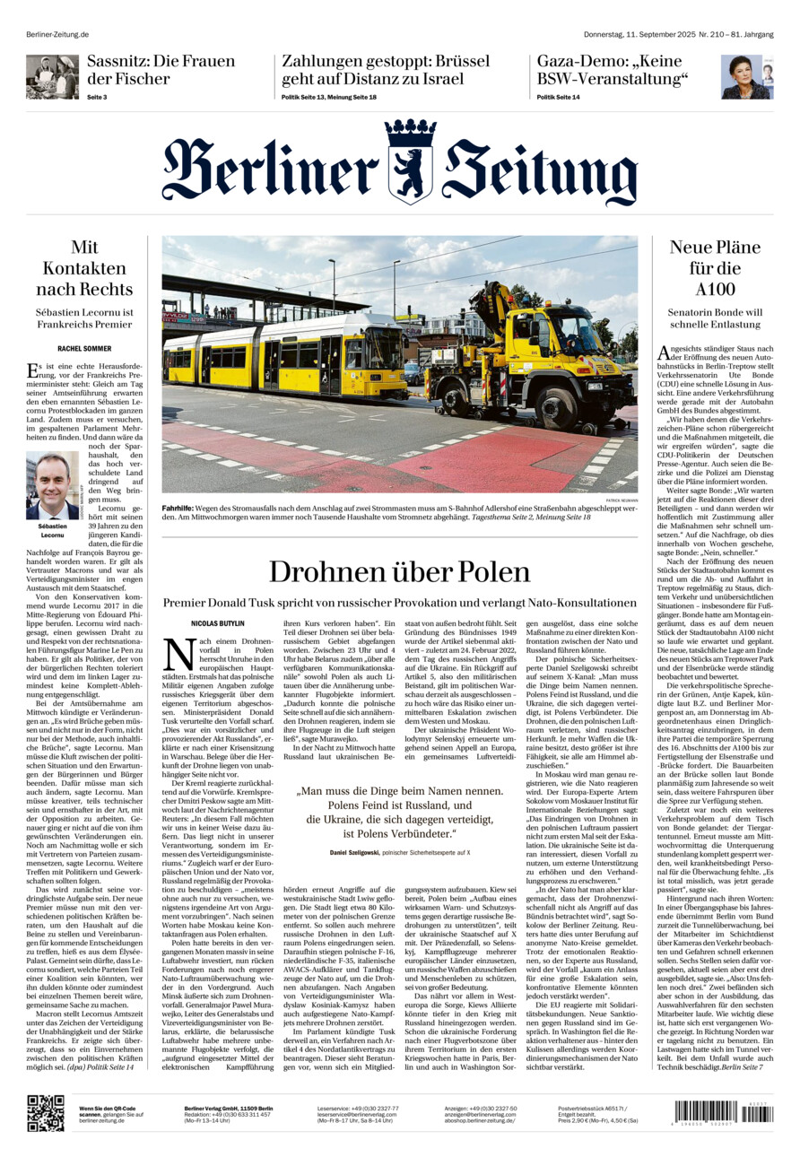 Berliner Zeitung vom Donnerstag, 11.09.2025