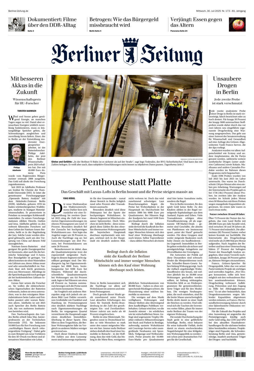 Berliner Zeitung vom Mittwoch, 30.07.2025