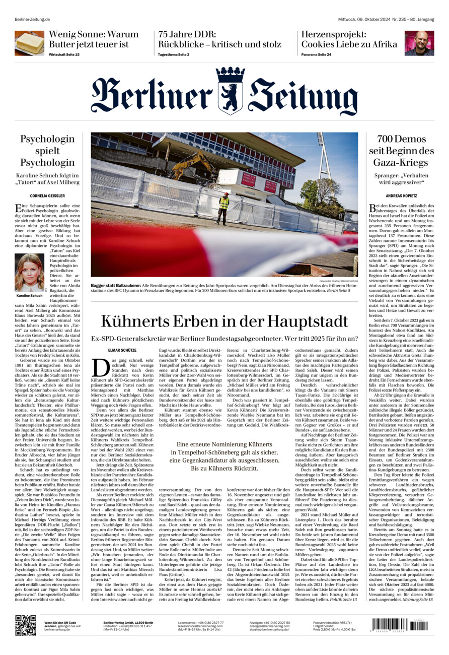 Berliner Zeitung vom Mittwoch, 09.10.2024