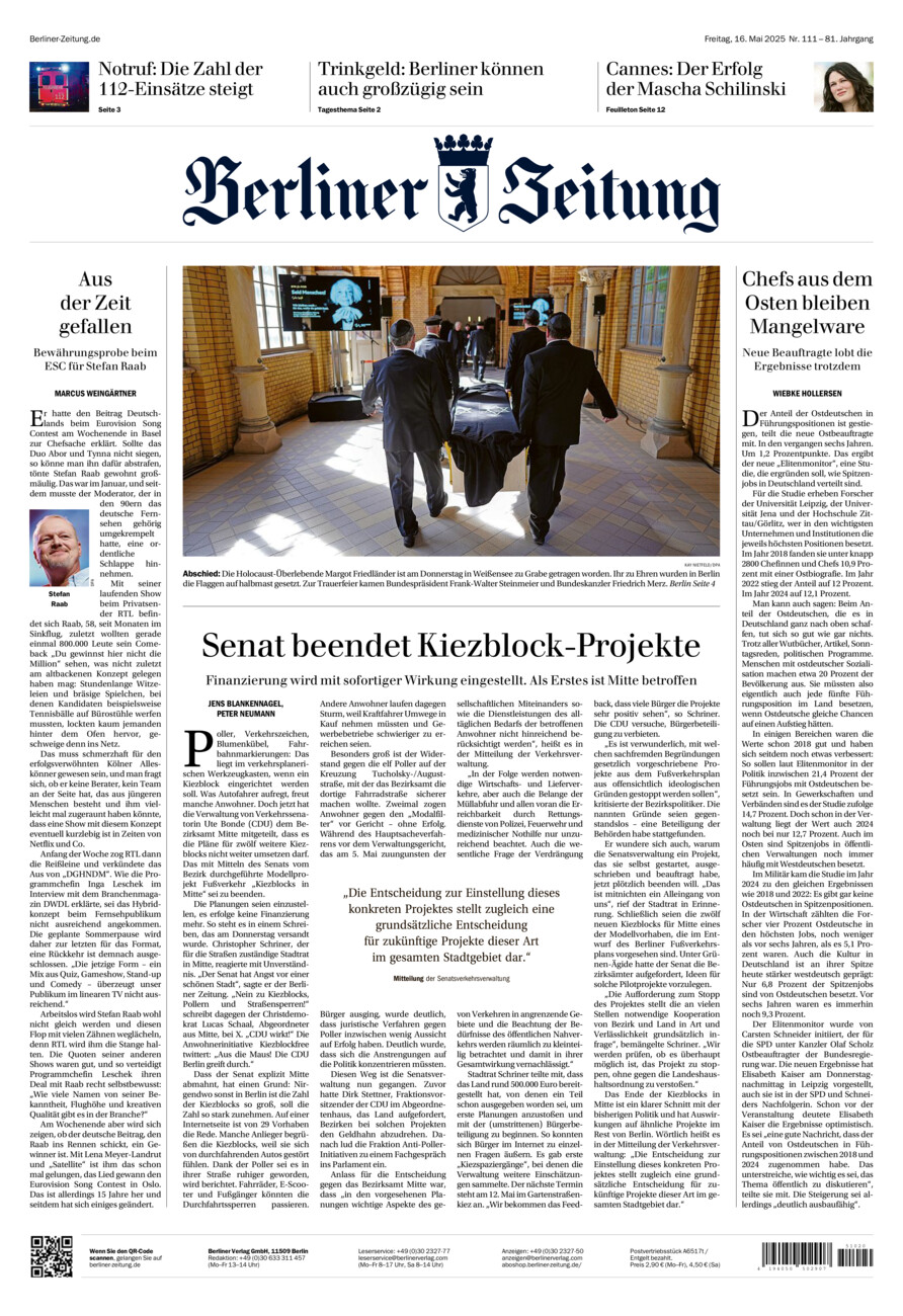 Berliner Zeitung vom Freitag, 16.05.2025