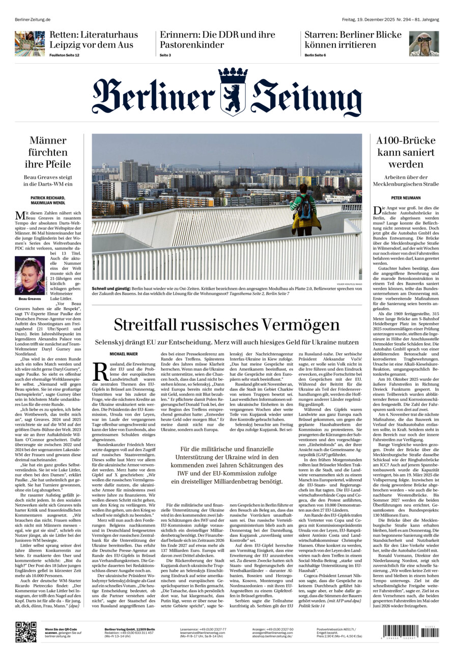 Berliner Zeitung vom Freitag, 19.12.2025