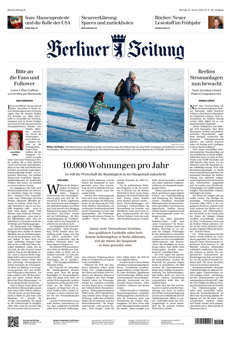 Berliner Zeitung vom Montag, 12.01.2026