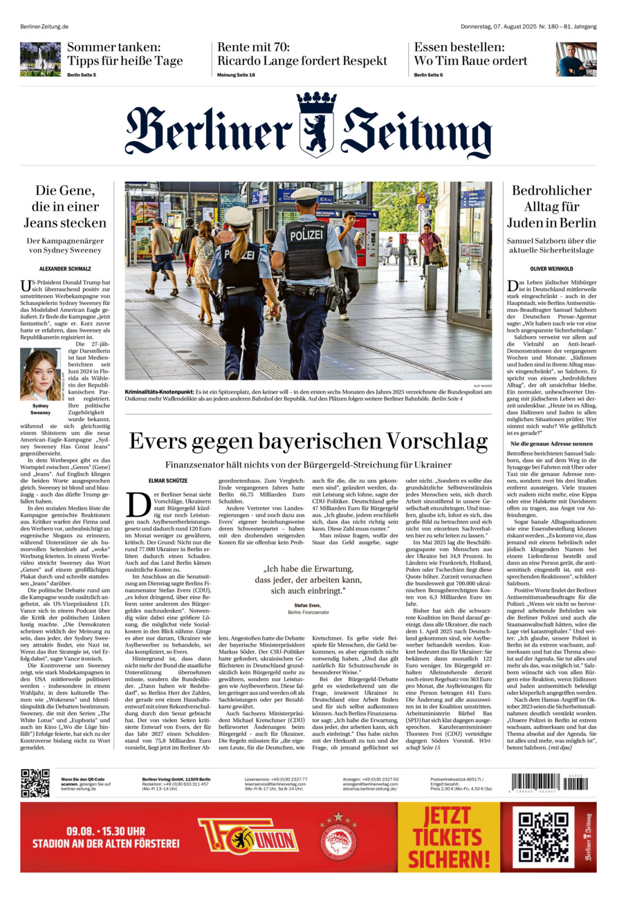 Berliner Zeitung vom Donnerstag, 07.08.2025