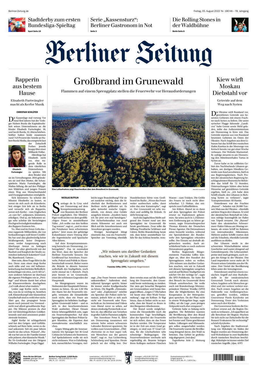 Berliner Zeitung vom Freitag, 05.08.2022