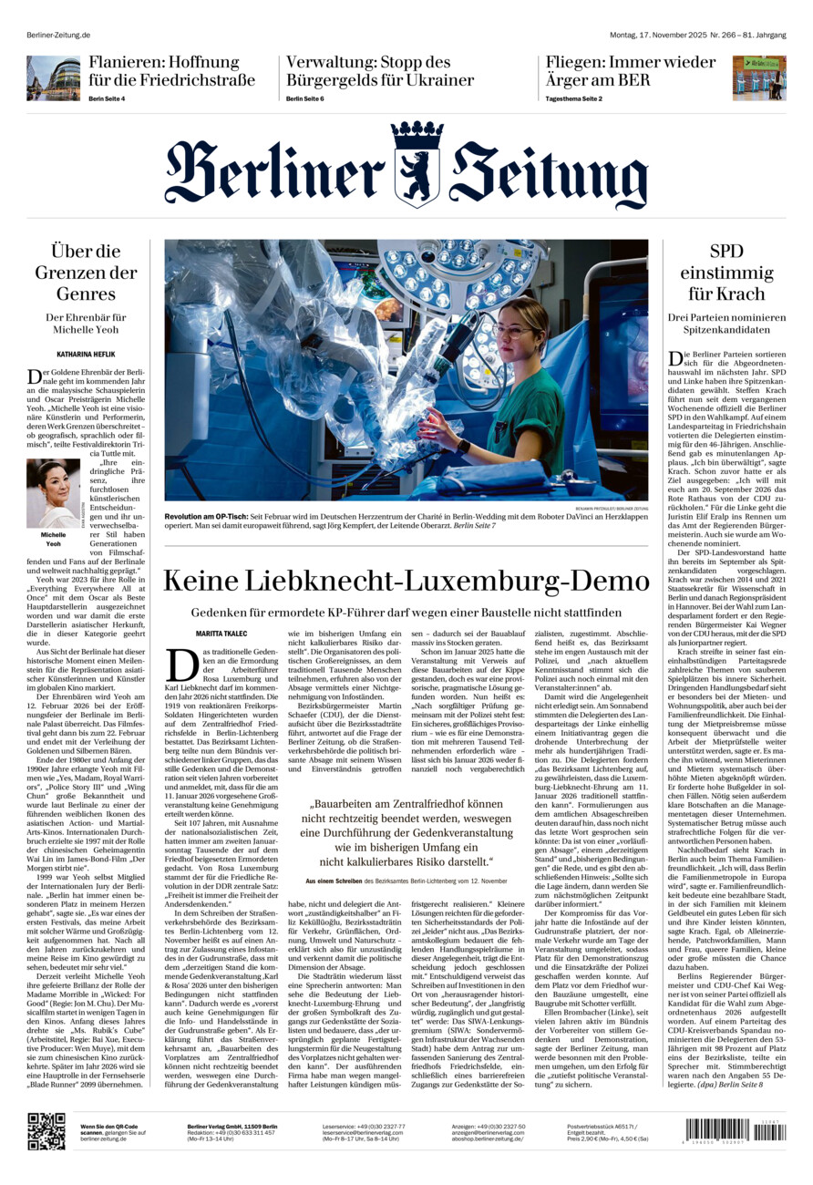 Berliner Zeitung vom Montag, 17.11.2025