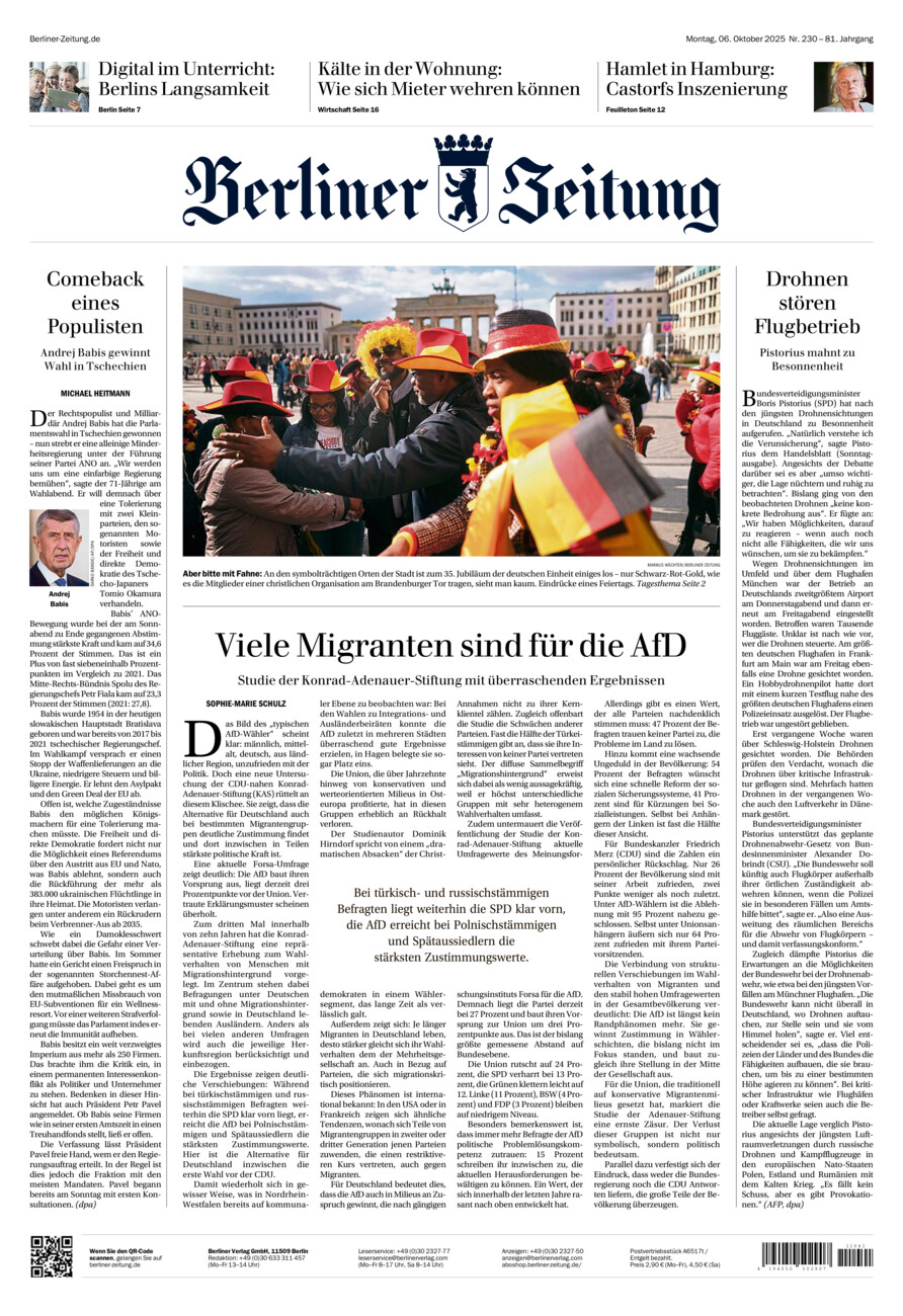 Berliner Zeitung vom Montag, 06.10.2025