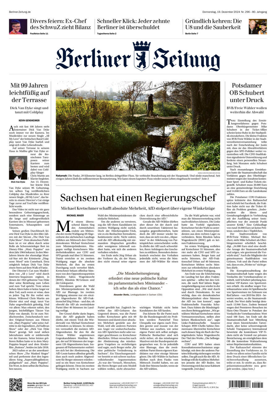 Berliner Zeitung vom Donnerstag, 19.12.2024