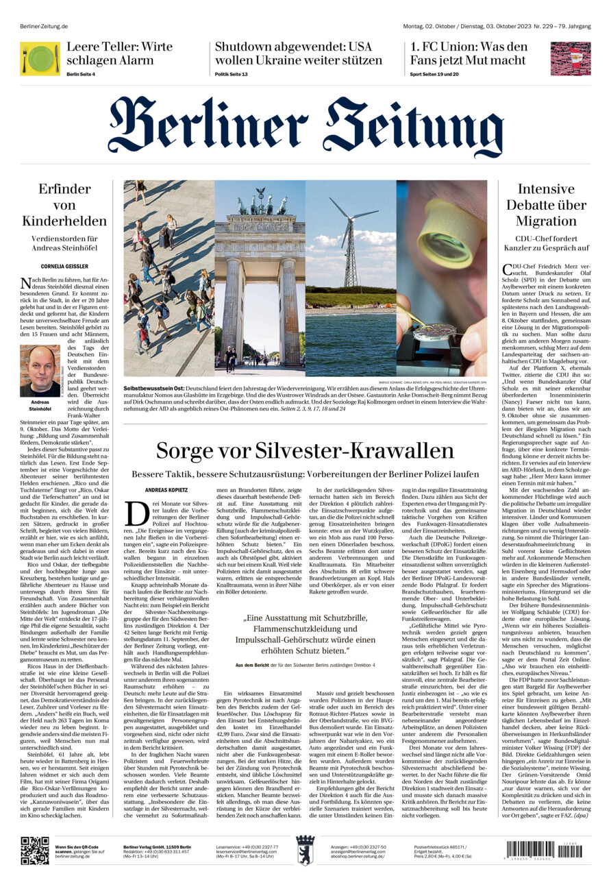 Berliner Zeitung vom Montag, 02.10.2023