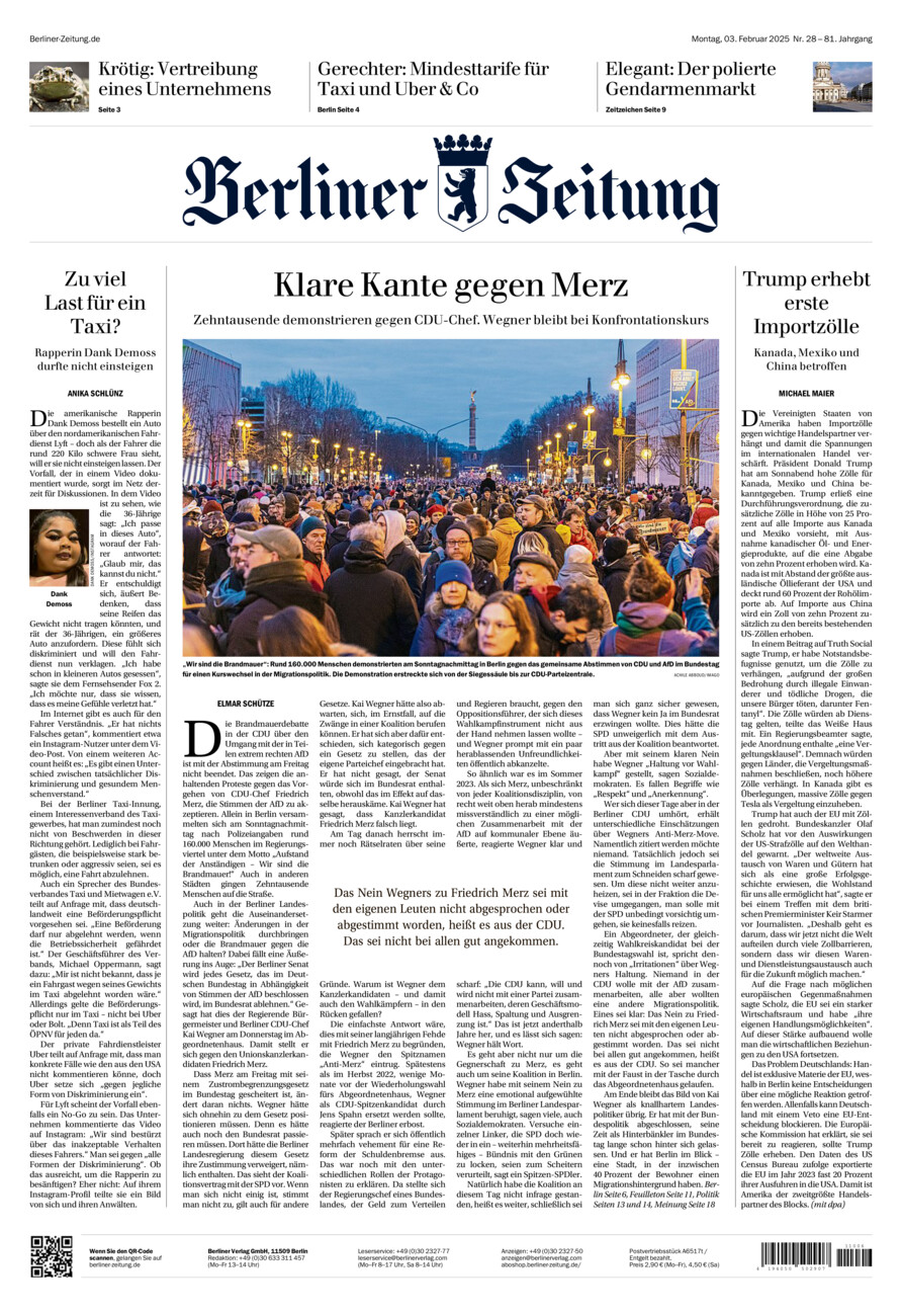 Berliner Zeitung vom Montag, 03.02.2025