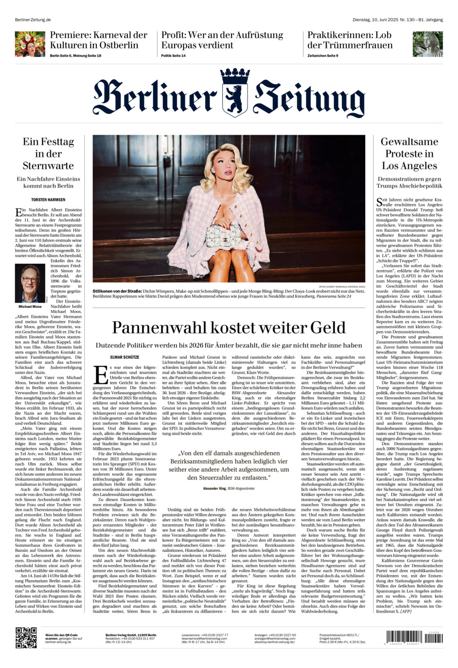 Berliner Zeitung vom Dienstag, 10.06.2025