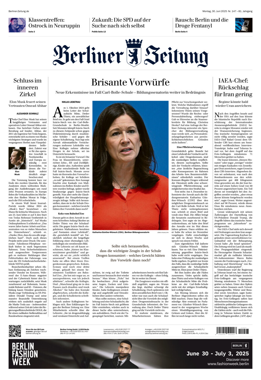 Berliner Zeitung vom Montag, 30.06.2025