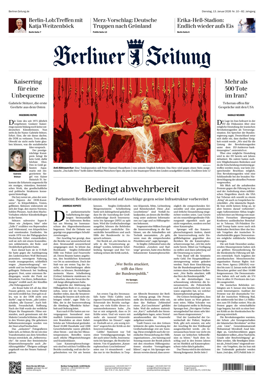 Berliner Zeitung vom Dienstag, 13.01.2026