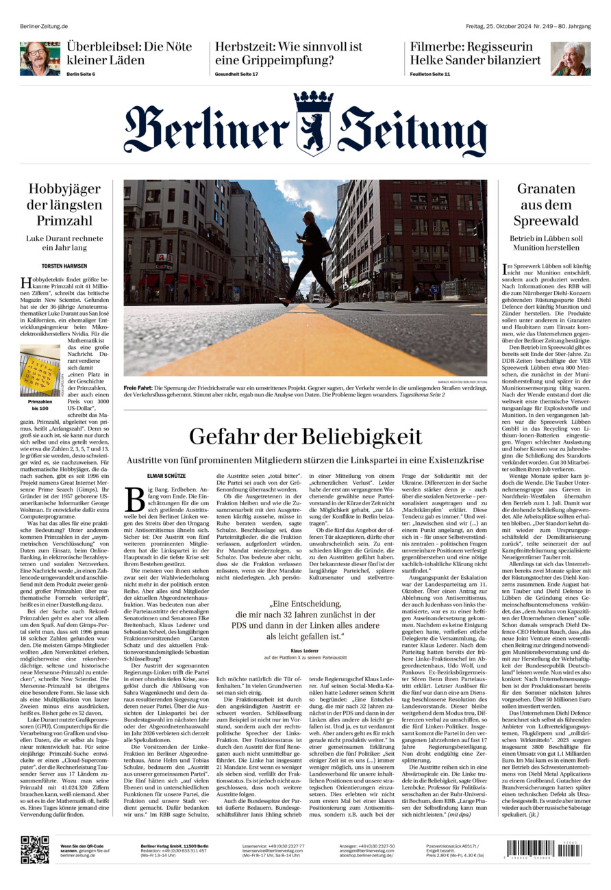 Berliner Zeitung vom Freitag, 25.10.2024