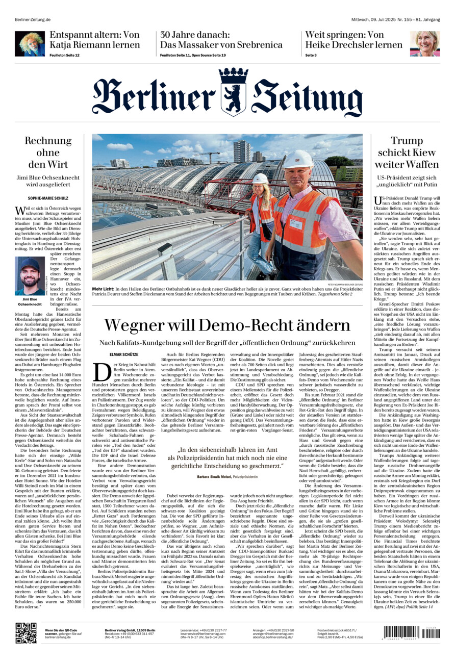 Berliner Zeitung vom Mittwoch, 09.07.2025