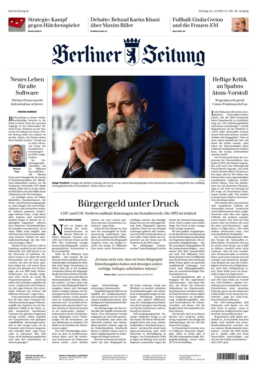 Berliner Zeitung vom Dienstag, 01.07.2025