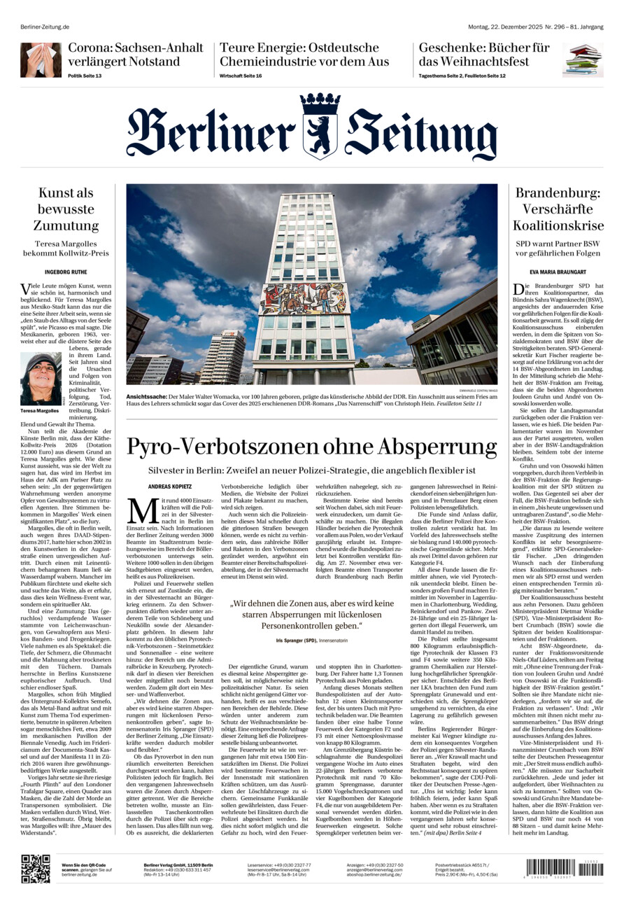 Berliner Zeitung vom Montag, 22.12.2025