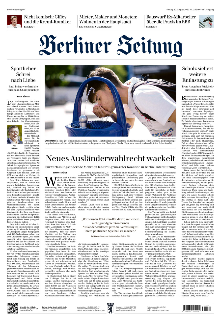 Berliner Zeitung vom Freitag, 12.08.2022