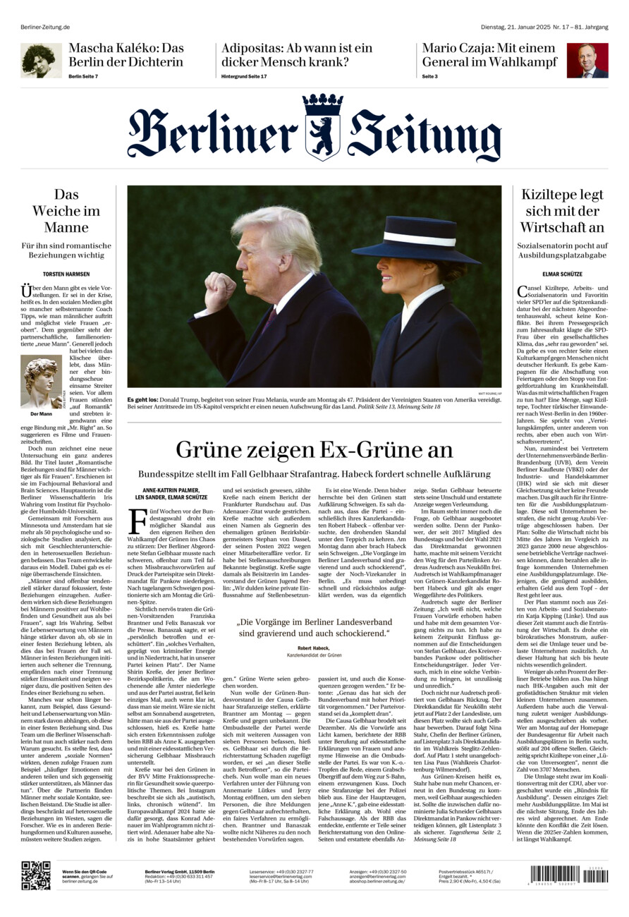 Berliner Zeitung vom Dienstag, 21.01.2025