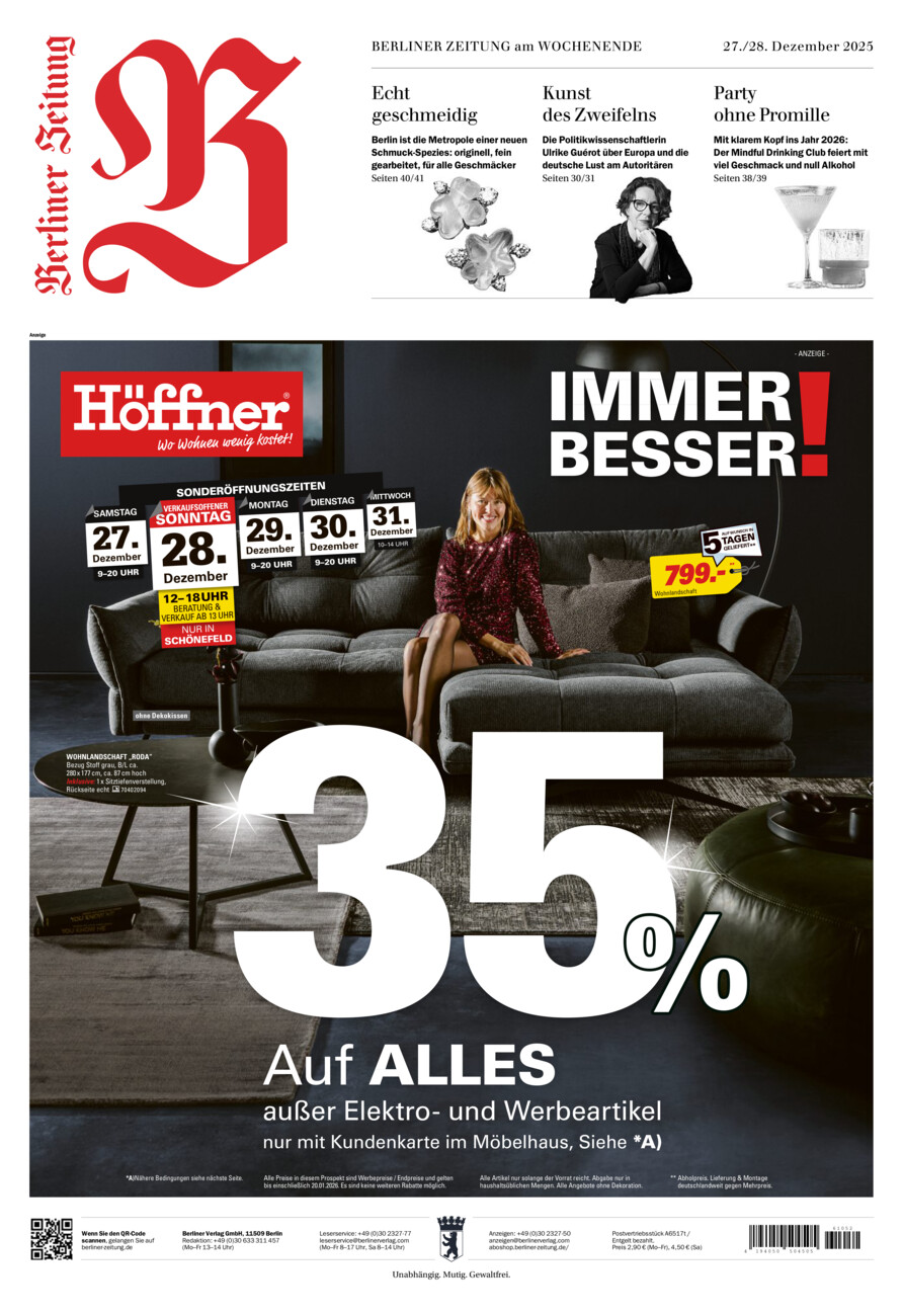 Berliner Zeitung vom Samstag, 27.12.2025