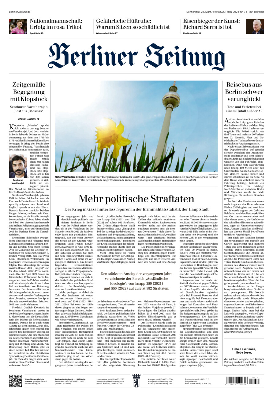 Berliner Zeitung vom Donnerstag, 28.03.2024