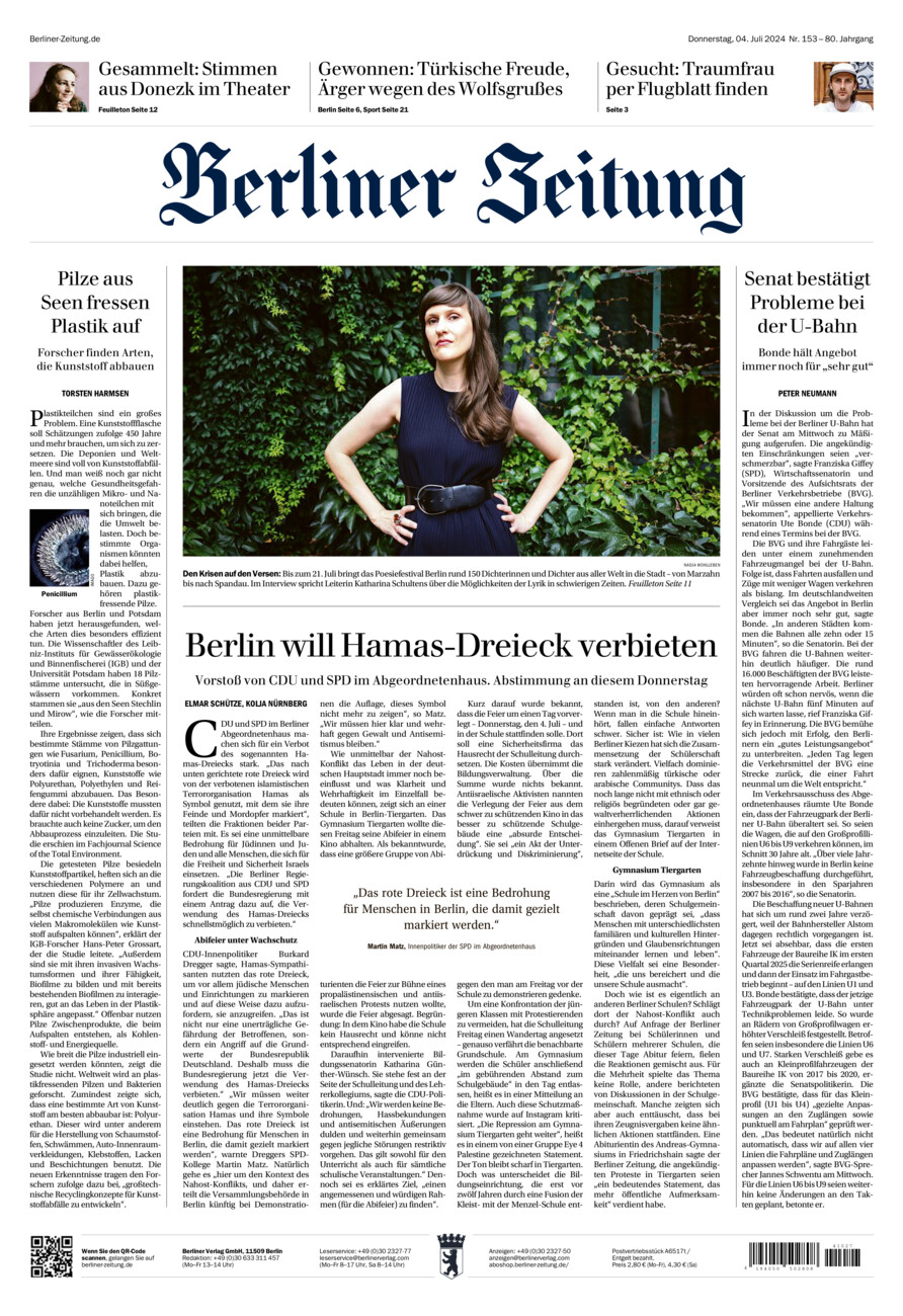 Berliner Zeitung vom Donnerstag, 04.07.2024