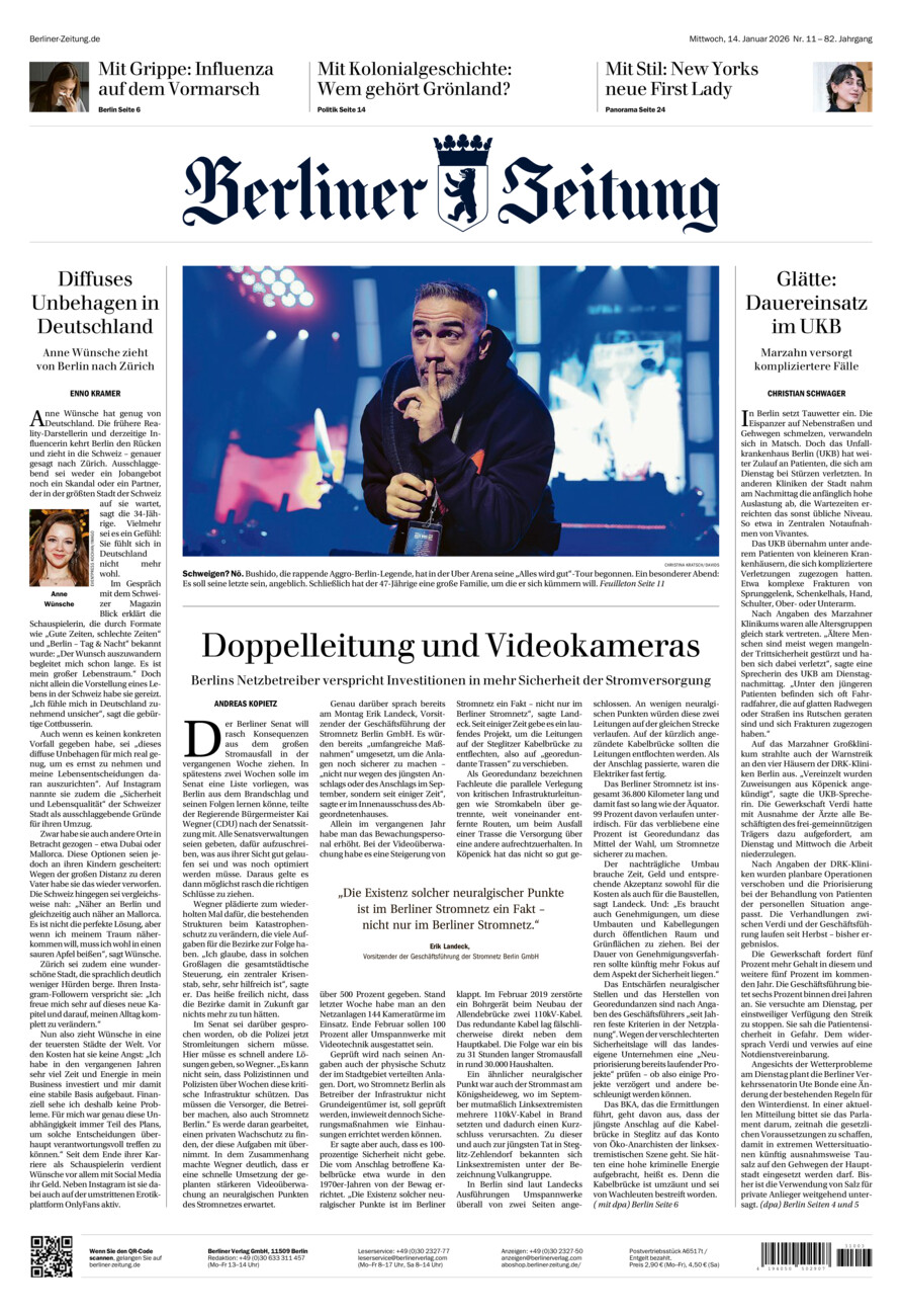 Berliner Zeitung vom Mittwoch, 14.01.2026