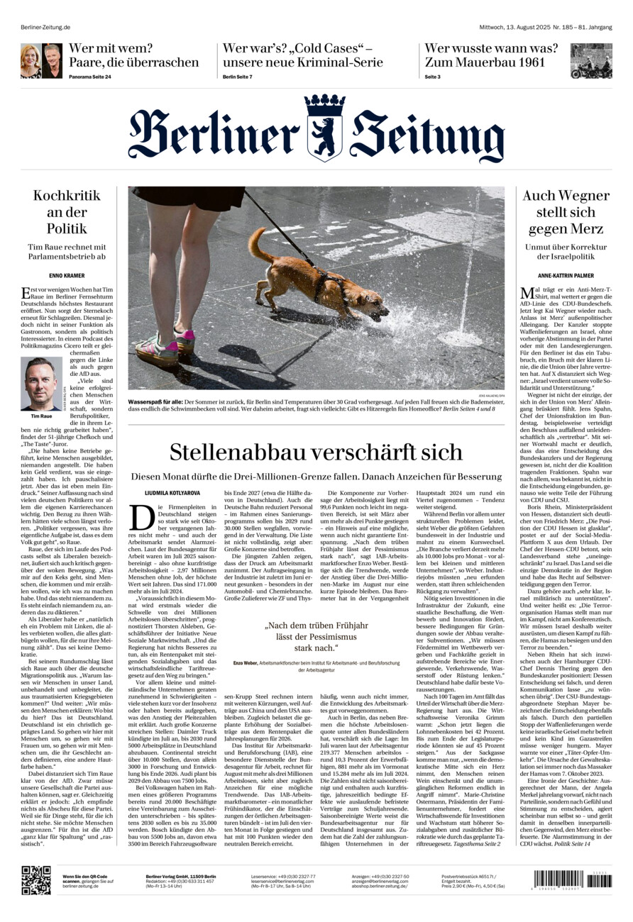 Berliner Zeitung vom Mittwoch, 13.08.2025