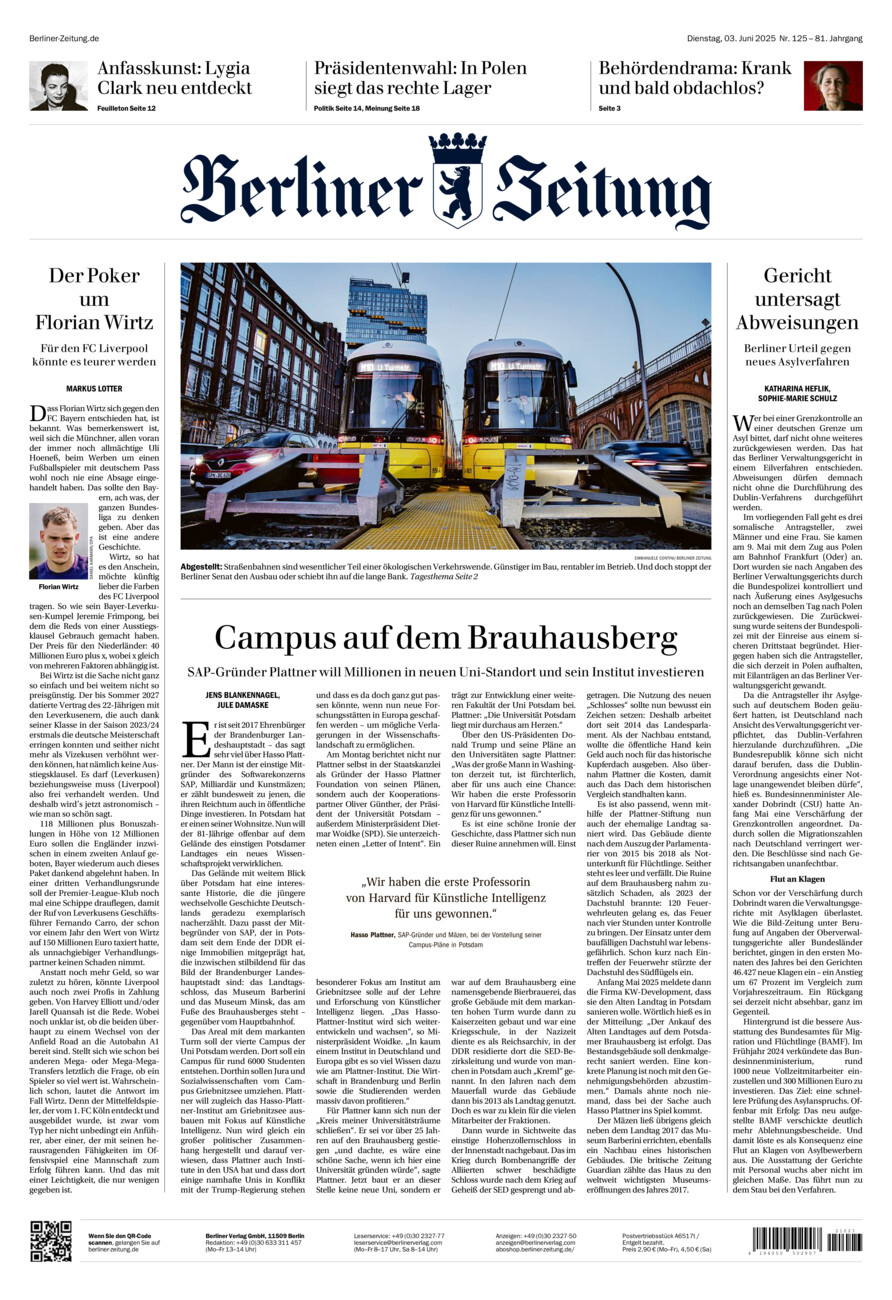 Berliner Zeitung vom Dienstag, 03.06.2025