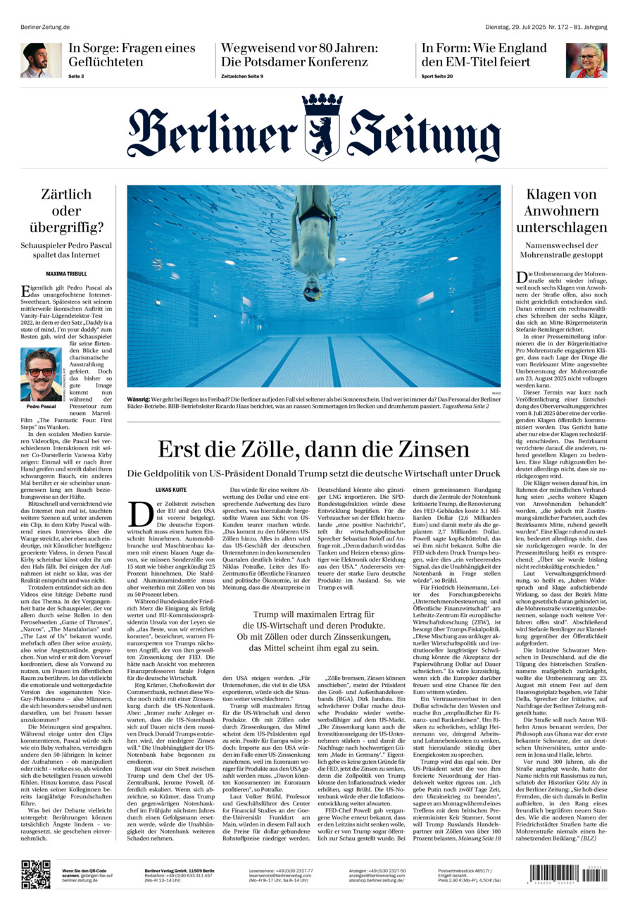 Berliner Zeitung vom Dienstag, 29.07.2025