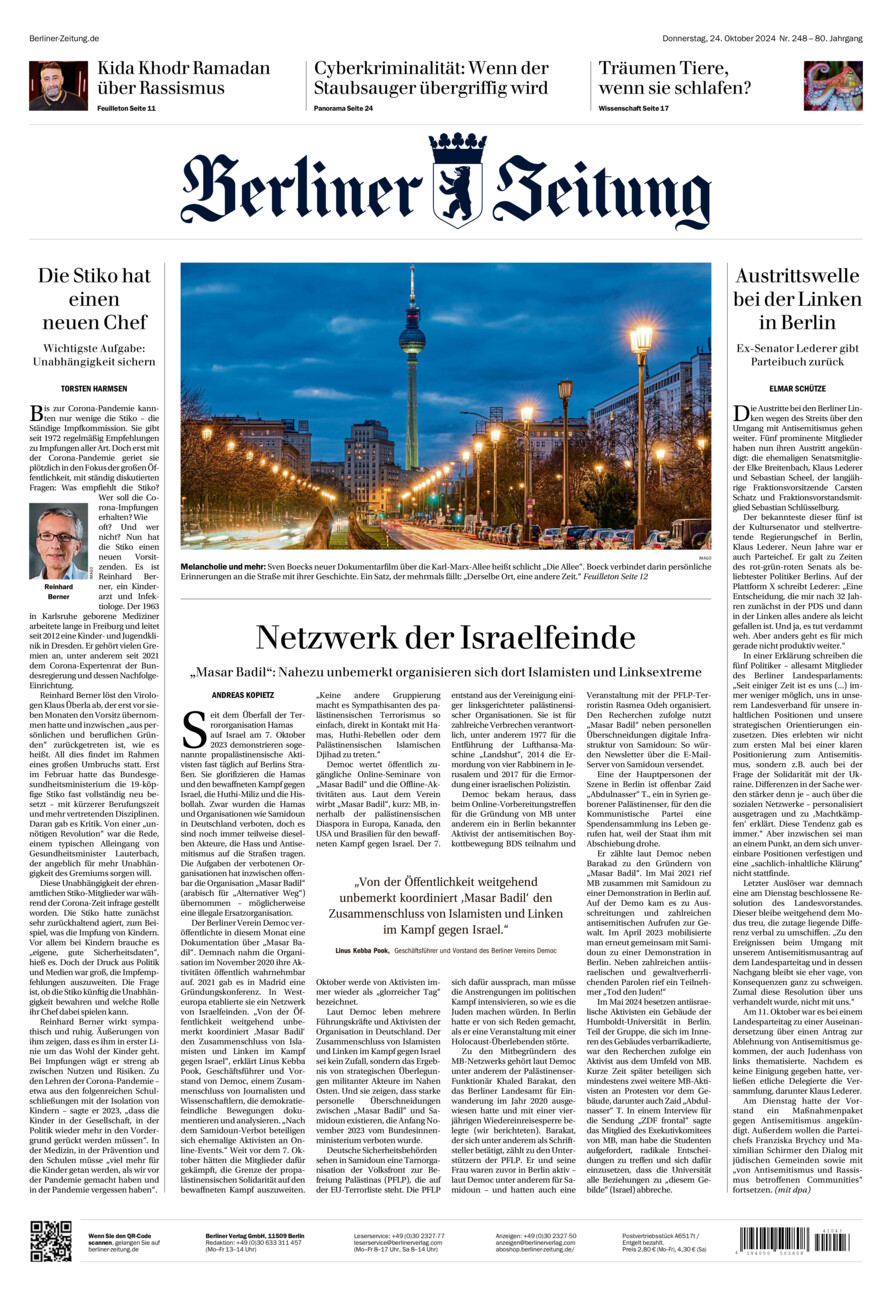 Berliner Zeitung vom Donnerstag, 24.10.2024