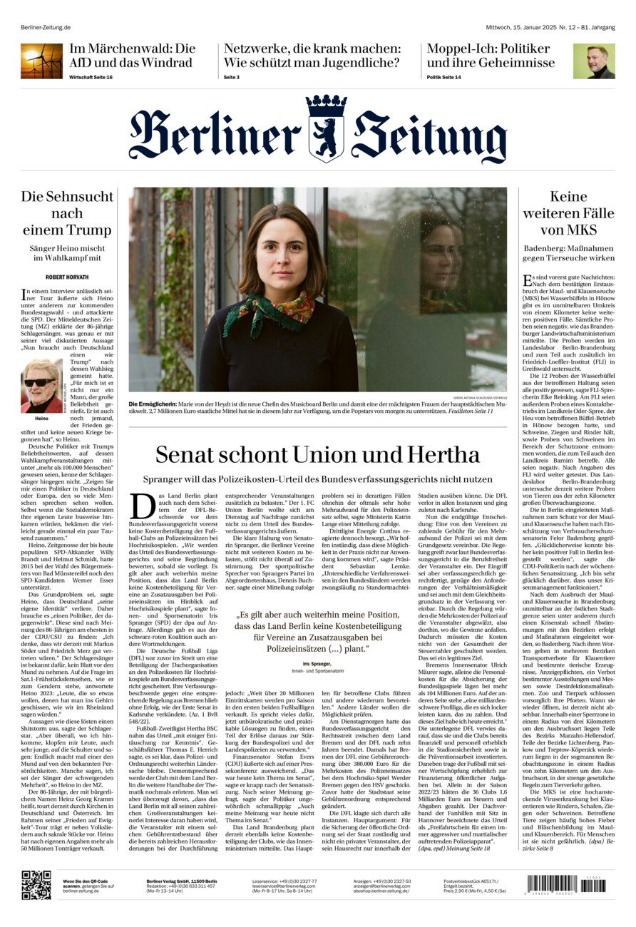 Berliner Zeitung vom Mittwoch, 15.01.2025