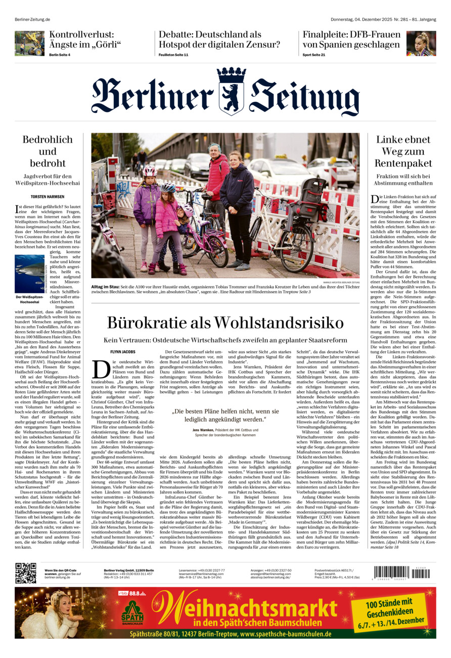 Berliner Zeitung vom Donnerstag, 04.12.2025