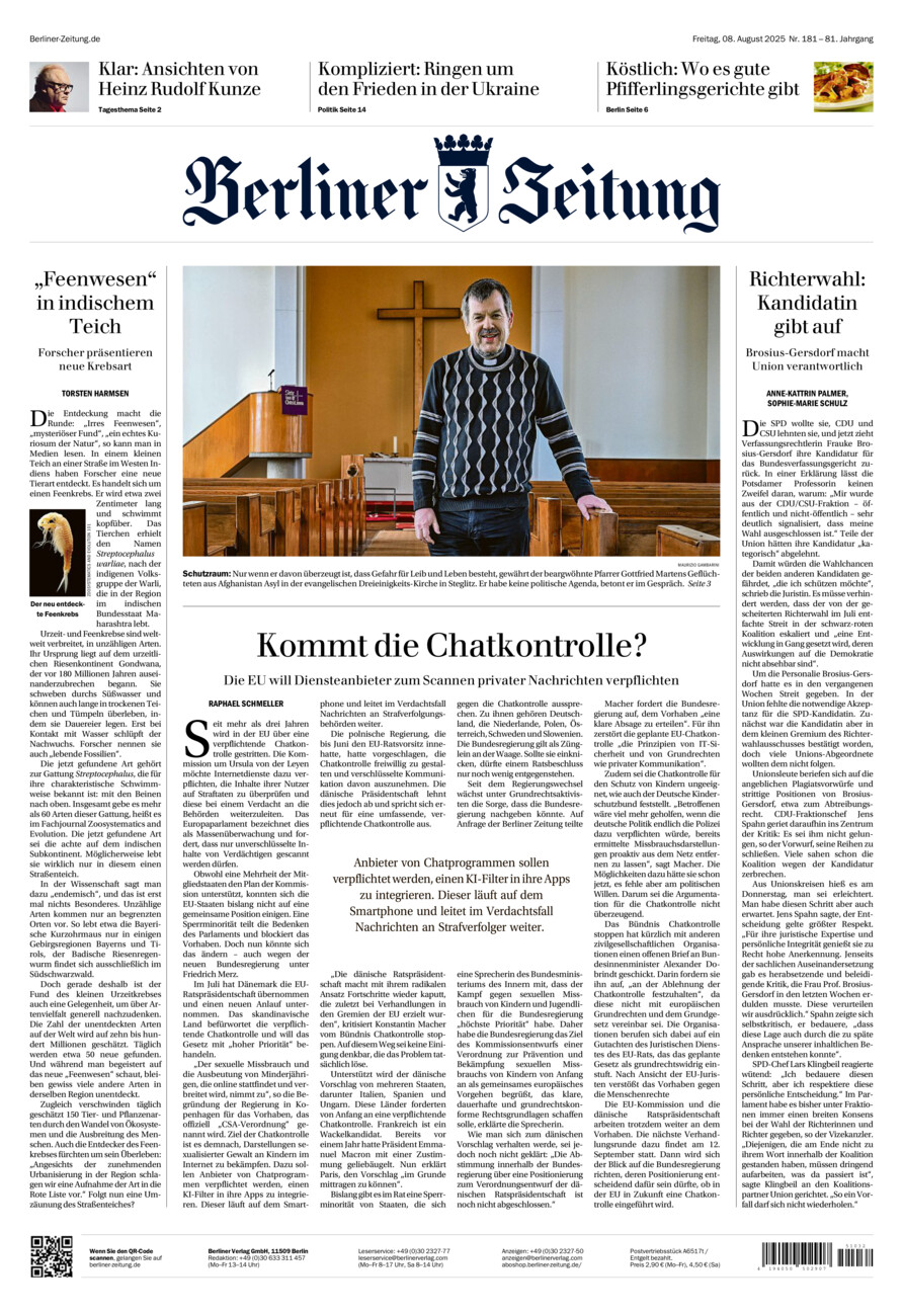 Berliner Zeitung vom Freitag, 08.08.2025
