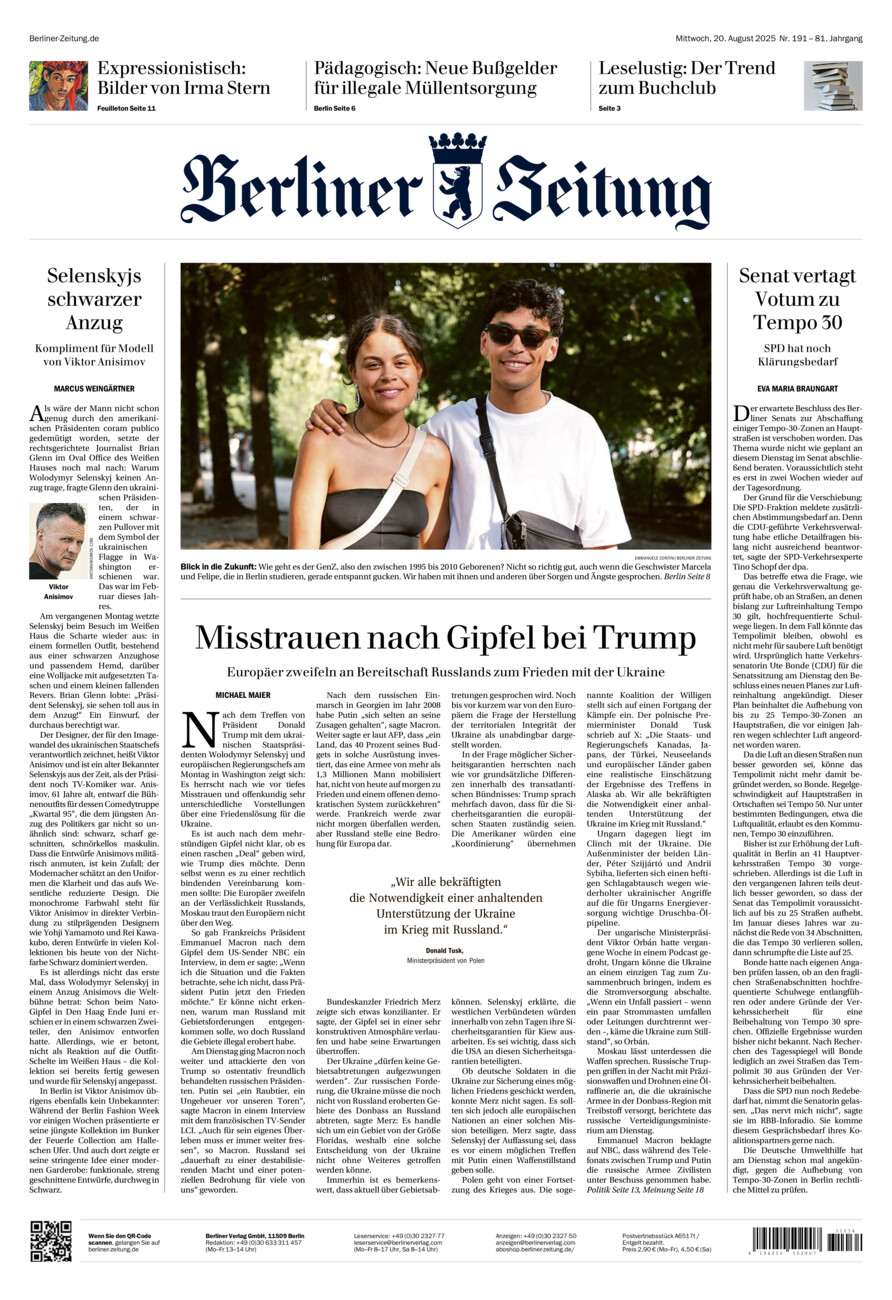 Berliner Zeitung vom Mittwoch, 20.08.2025
