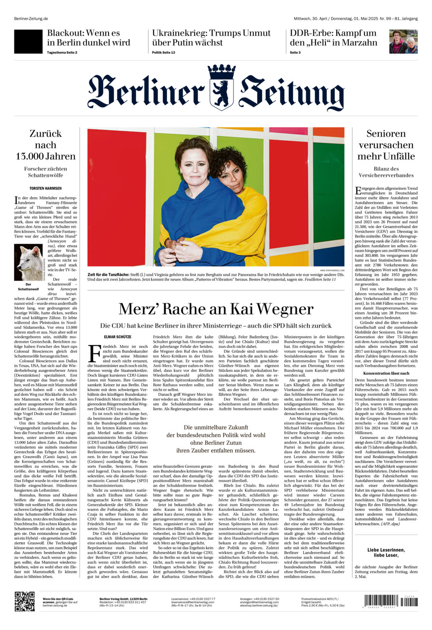 Berliner Zeitung vom Mittwoch, 30.04.2025