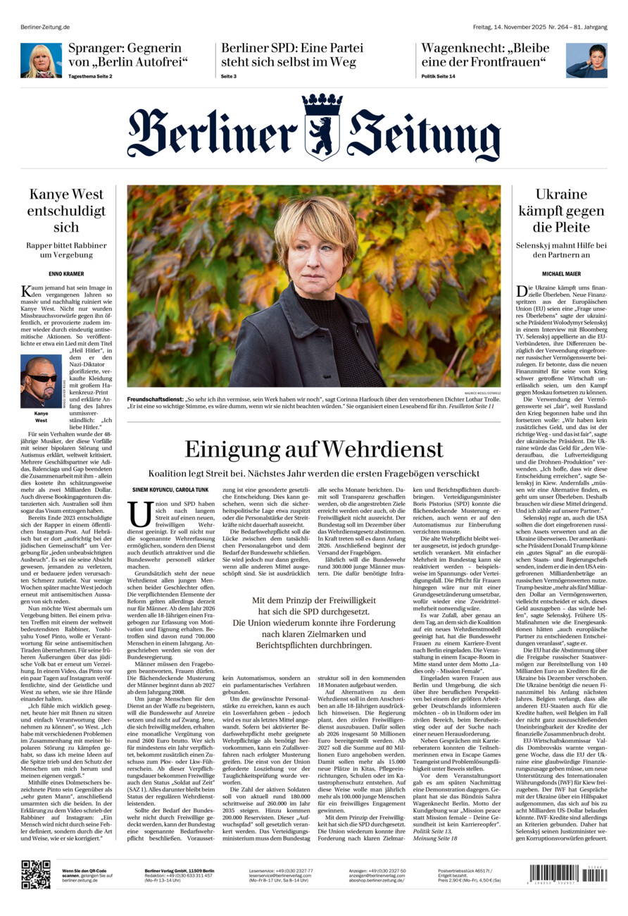 Berliner Zeitung vom Freitag, 14.11.2025