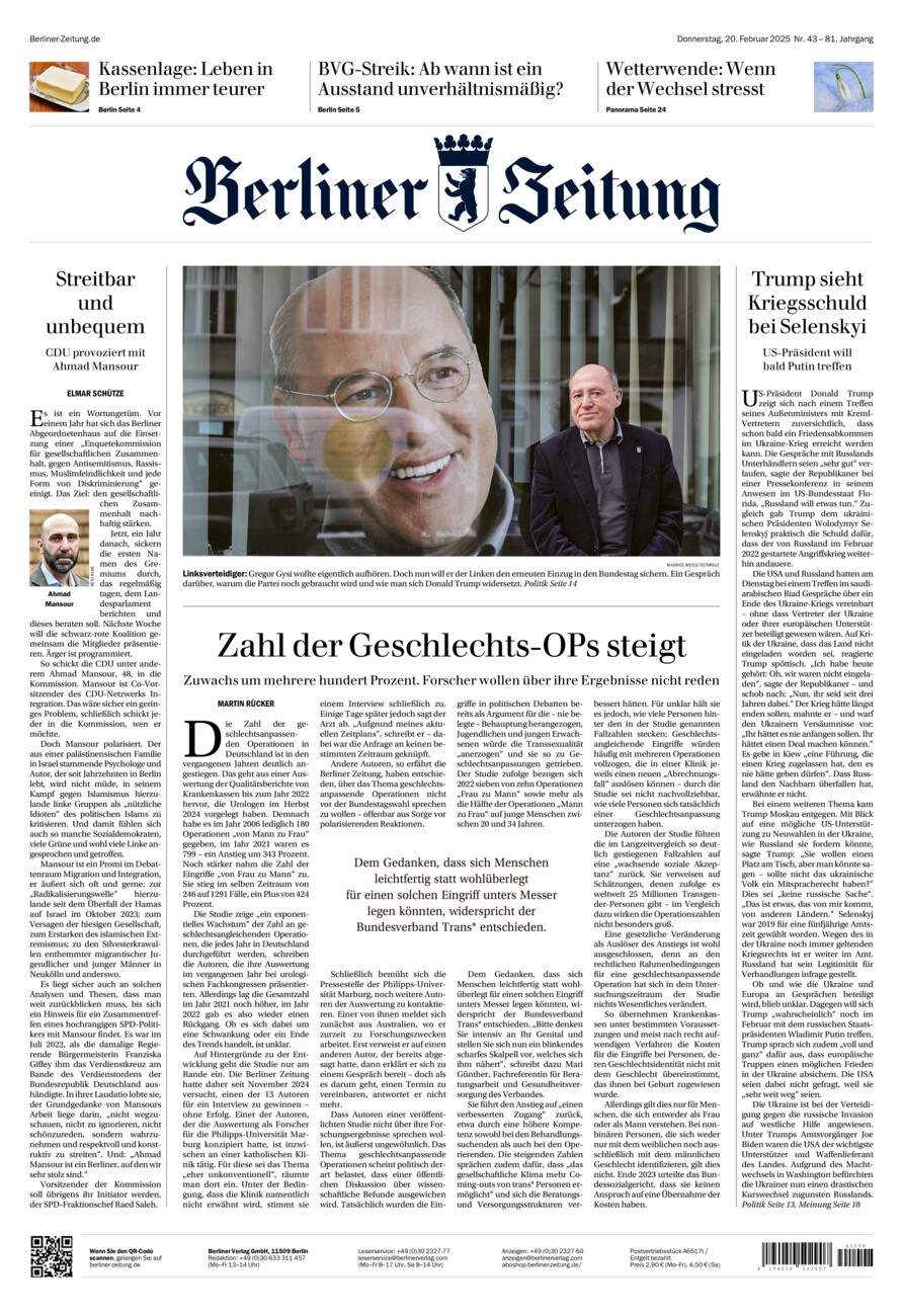 Berliner Zeitung vom Donnerstag, 20.02.2025