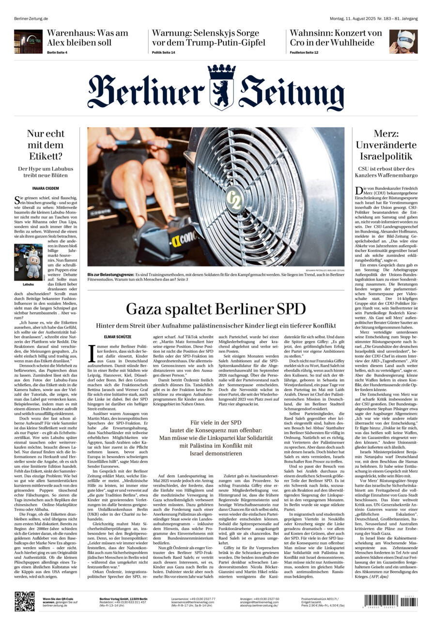 Berliner Zeitung vom Montag, 11.08.2025