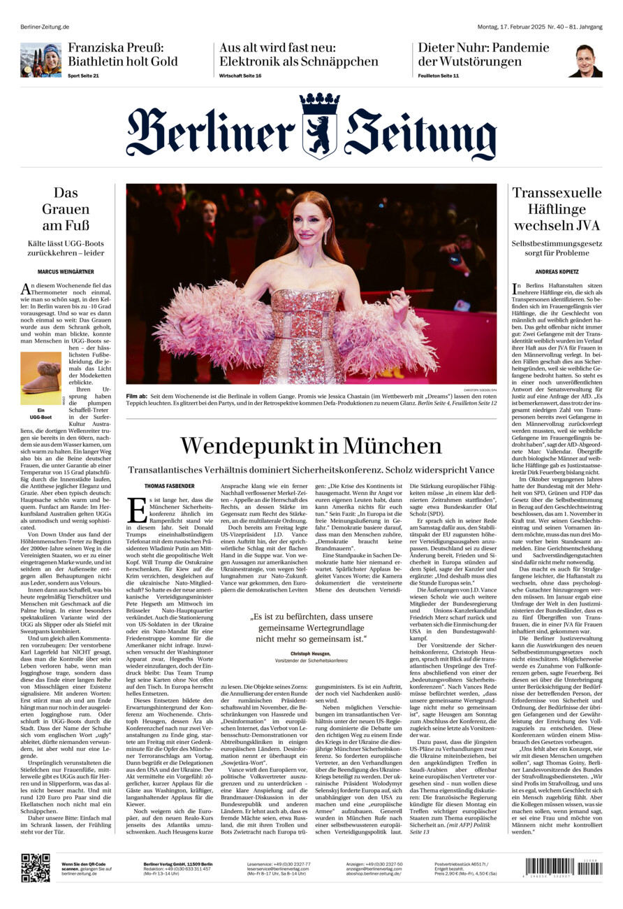 Berliner Zeitung vom Montag, 17.02.2025