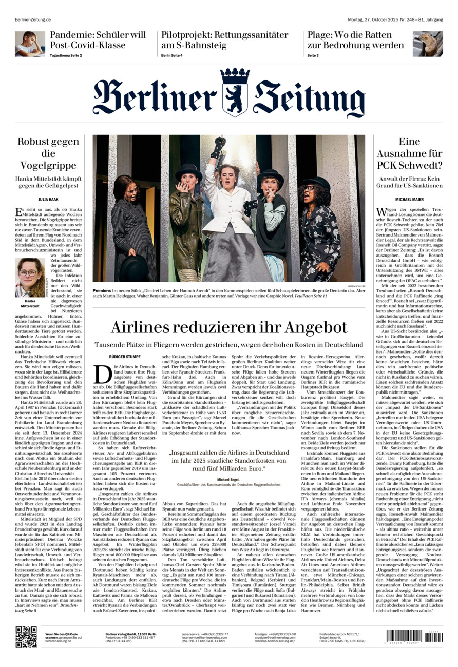 Berliner Zeitung vom Montag, 27.10.2025