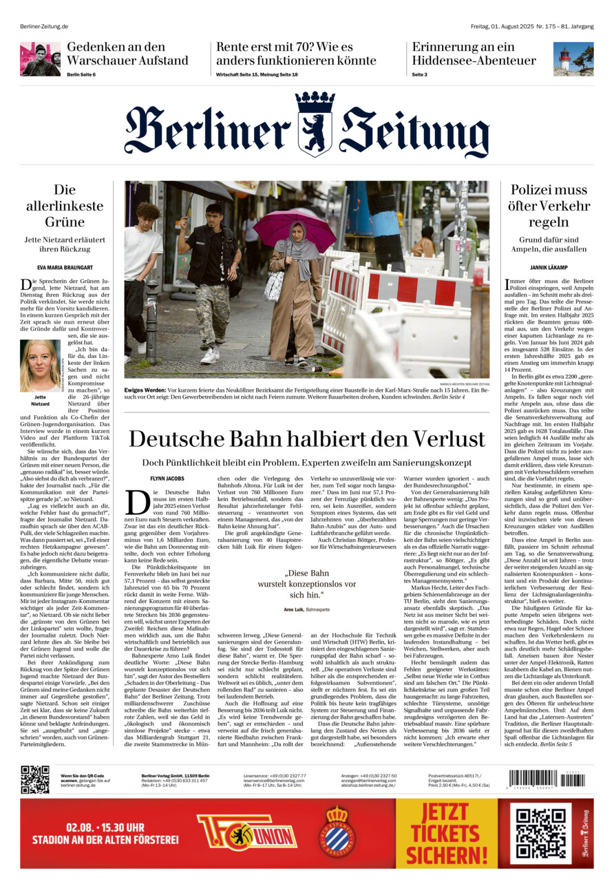 Berliner Zeitung vom Freitag, 01.08.2025